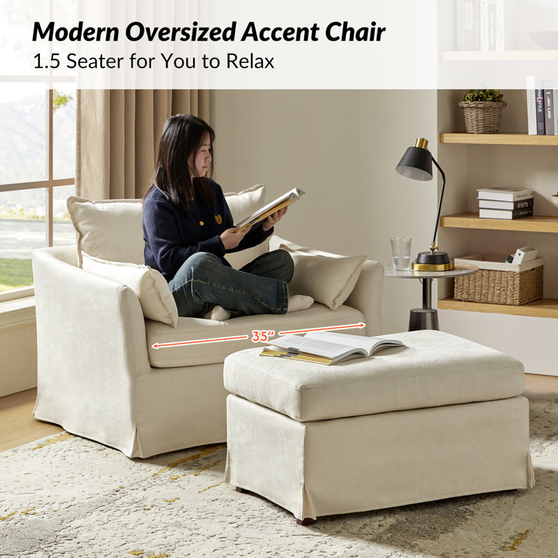 Farmhouse armchair with ottoman hotsell